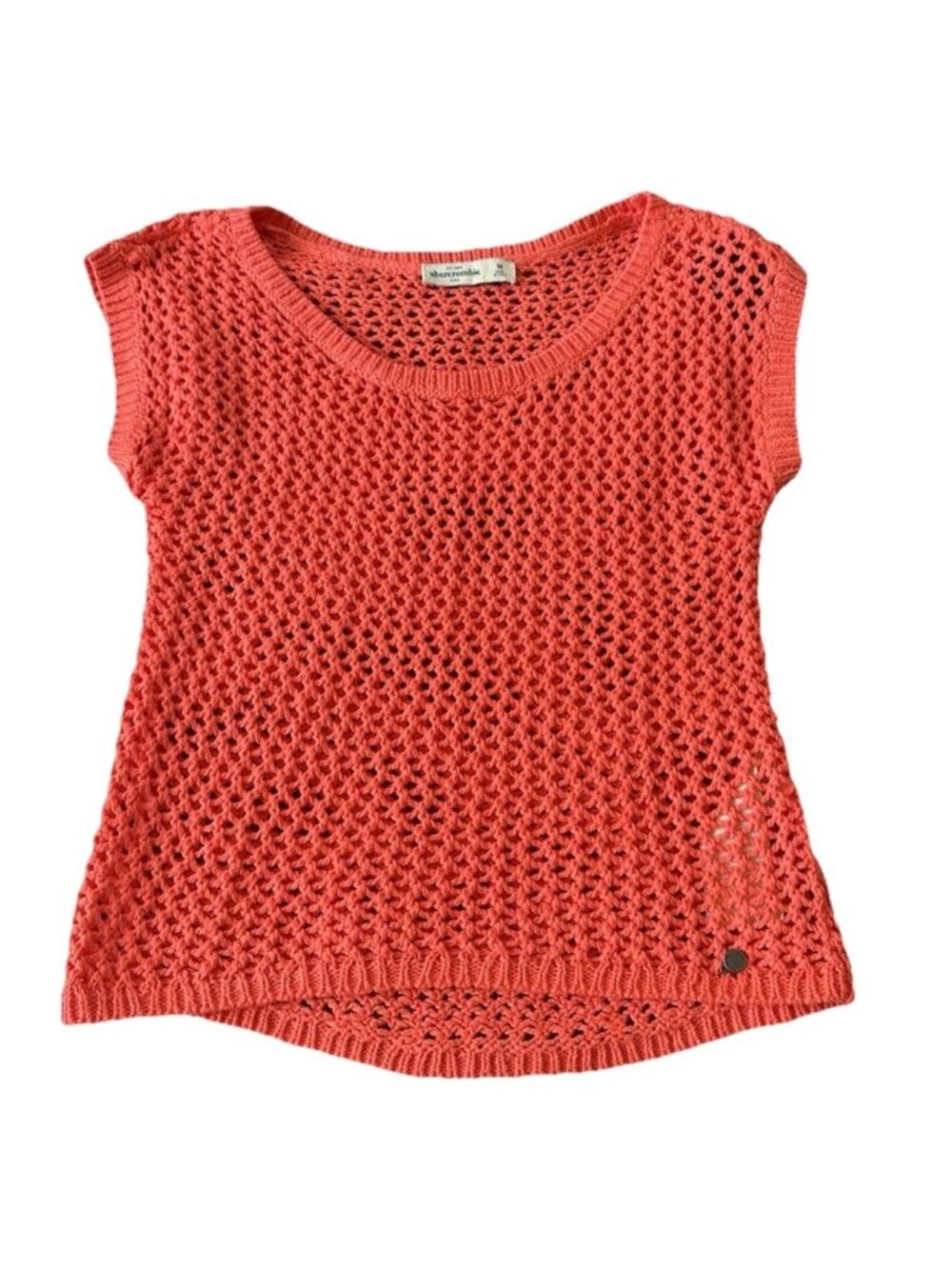 Y2K‎ Abercrombie & Fitch Shirt Sweater Womens M Crochet Knit Indie Granny Orange